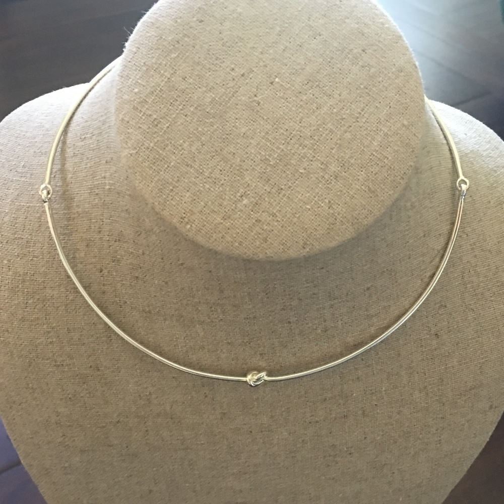 Stella and Dot Silver Simple Knot Collar Necklace
